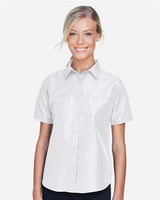Harriton M580W Ladies' Key West Short-Sleeve Performance Staff Shirt #color_WHITE