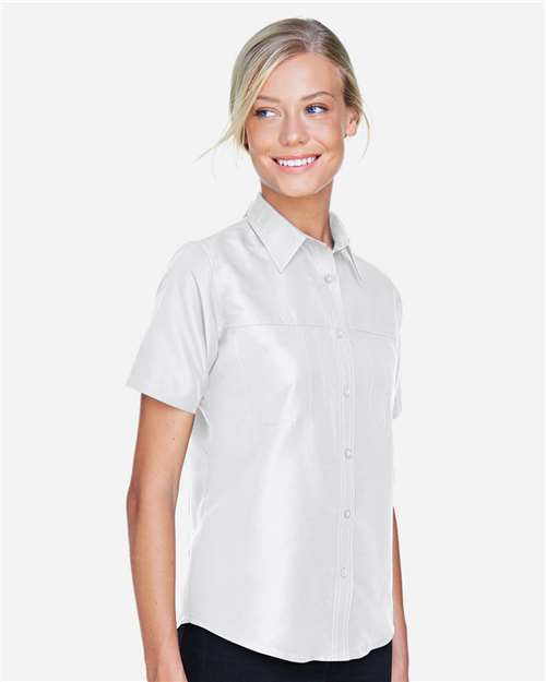 Harriton M580W Ladies' Key West Short-Sleeve Performance Staff Shirt #color_WHITE