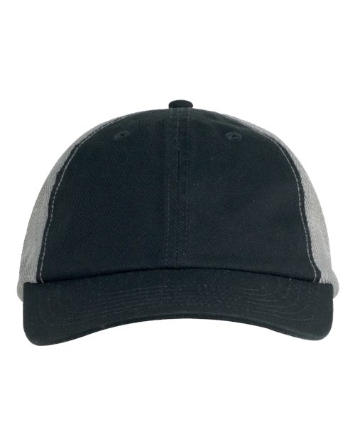 Big Accessories BA601 Washed Trucker Hat #color_BLACK / GRAY