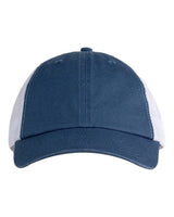 Big Accessories BA601 Washed Trucker Hat #color_INDIGO/ WHITE