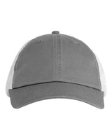 Big Accessories BA601 Washed Trucker Hat #color_IRON/ WHITE