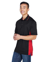 UltraClub 8406 Men's Cool & Dry Sport Two-Tone Polo #color_BLACK/ RED