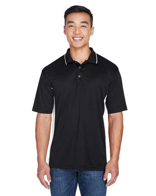 UltraClub 8406 Men's Cool & Dry Sport Two-Tone Polo #color_BLACK/ STONE
