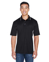 UltraClub 8406 Men's Cool & Dry Sport Two-Tone Polo #color_BLACK/ STONE