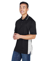 UltraClub 8406 Men's Cool & Dry Sport Two-Tone Polo #color_BLACK/ STONE