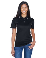 UltraClub 8406L Ladies' Cool & Dry Sport Two-Tone Polo #color_BLACK/ STONE