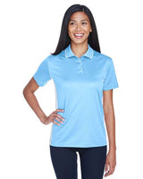 UltraClub 8406L Ladies' Cool & Dry Sport Two-Tone Polo #color_COLUMB BLUE/ WHT