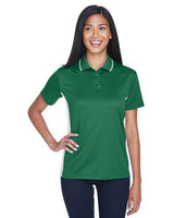 UltraClub 8406L Ladies' Cool & Dry Sport Two-Tone Polo #color_FOREST GRN/ WHT