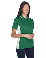 UltraClub 8406L Ladies' Cool & Dry Sport Two-Tone Polo #color_FOREST GRN/ WHT