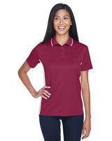 UltraClub 8406L Ladies' Cool & Dry Sport Two-Tone Polo #color_MAROON/ WHITE