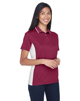 UltraClub 8406L Ladies' Cool & Dry Sport Two-Tone Polo #color_MAROON/ WHITE