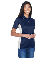 UltraClub 8406L Ladies' Cool & Dry Sport Two-Tone Polo #color_NAVY/ WHITE