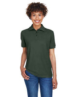 UltraClub 8541 Ladies' Whisper Piqu Polo #color_FOREST GREEN