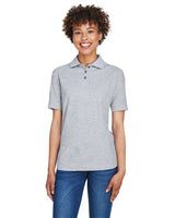 UltraClub 8541 Ladies' Whisper Piqu Polo #color_HEATHER GREY