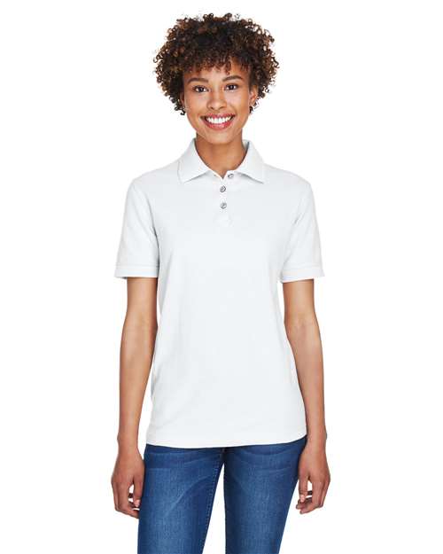 UltraClub 8541 Ladies' Whisper Piqu Polo #color_WHITE