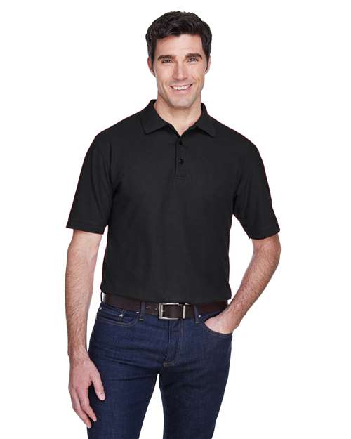 UltraClub 8540 Men's Whisper Piqu Polo #color_BLACK