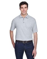 UltraClub 8540 Men's Whisper Piqu Polo #color_HEATHER GREY