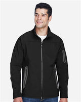 North End 88138 Men's Three-Layer Fleece Bonded Soft Shell Technical Jacket #color_BLACK