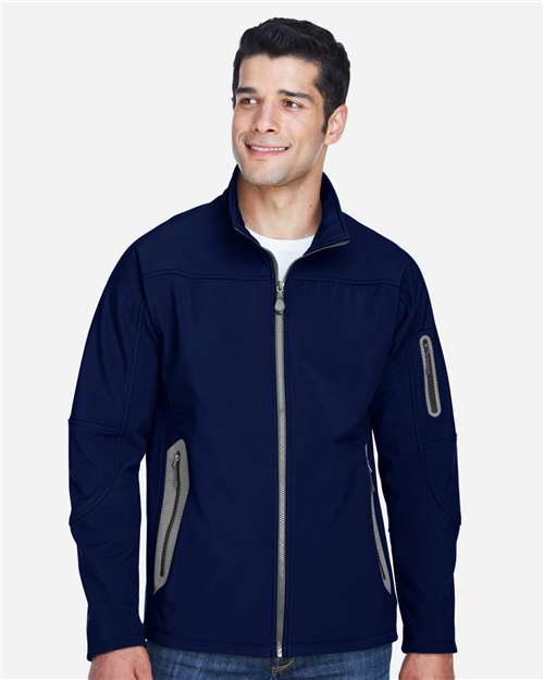 North End 88138 Men's Three-Layer Fleece Bonded Soft Shell Technical Jacket #color_CLASSIC NAVY
