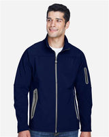 North End 88138 Men's Three-Layer Fleece Bonded Soft Shell Technical Jacket #color_CLASSIC NAVY