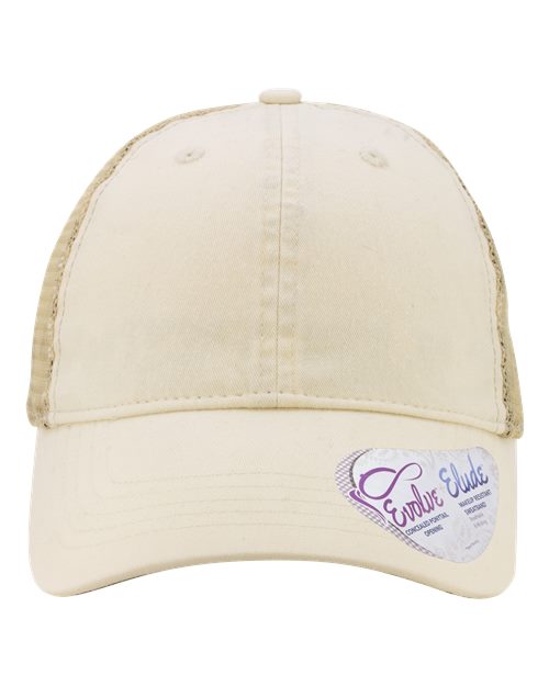 Infinity Her TESS Women's Washed Mesh-Back Cap #color_Vanilla/ Longhorn/ Khaki