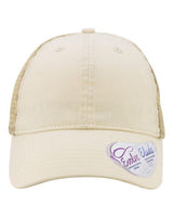 Infinity Her TESS Women's Washed Mesh-Back Cap #color_Vanilla/ Longhorn/ Khaki
