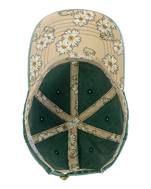 Infinity Her CASSIE Women's Pigment-Dyed with Fashion Undervisor Cap #color_Jade/ Daisy