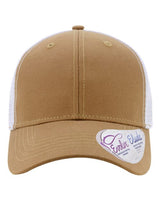 Infinity Her CHARLIE Women's Modern Trucker Cap #color_Caramel/ White