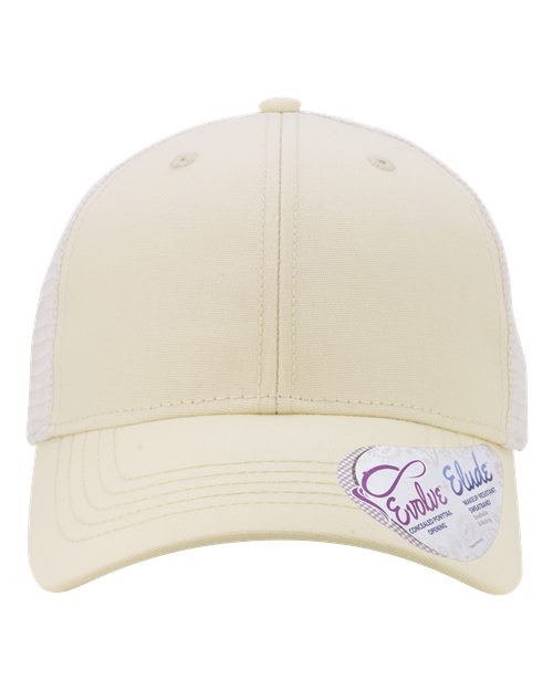 Infinity Her CHARLIE Women's Modern Trucker Cap #color_Vanilla/ White