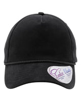 Infinity Her MAYA Women's Washed 5-Panel with Rope #color_Black/ Black Leopard