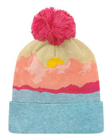 LOCALE GRNDSR Grand Recycled Beanie #color_Mountain Morning Aqua/ Peach