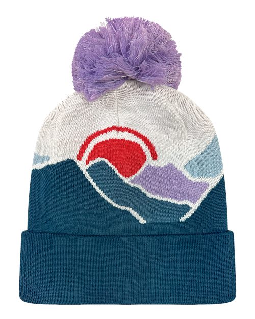 LOCALE GRNDSR Grand Recycled Beanie #color_Mountain Sunset/ Purple