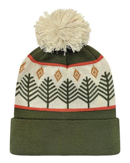 LOCALE GRNDSR Grand Recycled Beanie #color_Rustic Trees/ Olive Green