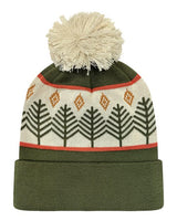 LOCALE GRNDSR Grand Recycled Beanie #color_Rustic Trees/ Olive Green