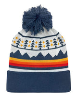 LOCALE GRNDSR Grand Recycled Beanie #color_Trees & Peaks/ Navy