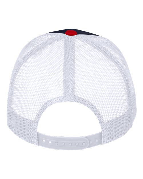Valucap VC400 Mesh-Back Twill Trucker Cap #color_Navy/ White/ Red