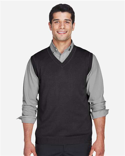Devon & Jones D477 Adult V-Neck Vest #color_BLACK
