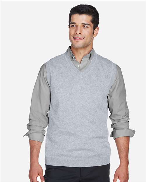 Devon & Jones D477 Adult V-Neck Vest #color_GREY HEATHER