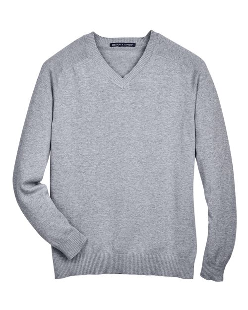 Devon & Jones D475 Men's V-Neck Sweater #color_GREY HEATHER