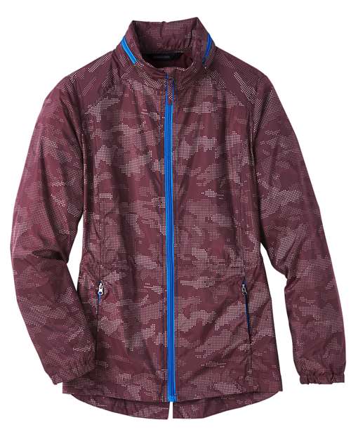 North End NE711W Ladies' Rotate Reflective Jacket #color_BURGNDY/ OLY BLU