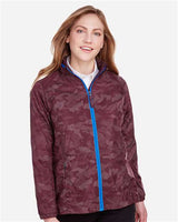 North End NE711W Ladies' Rotate Reflective Jacket #color_BURGNDY/ OLY BLU