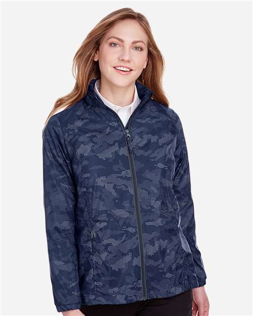 North End NE711W Ladies' Rotate Reflective Jacket #color_CLASSC NVY/ CRBN