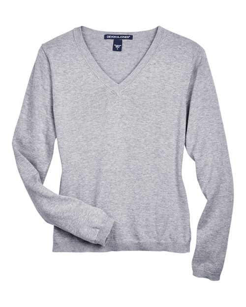 Devon & Jones D475W Ladies' V-Neck Sweater #color_GREY HEATHER