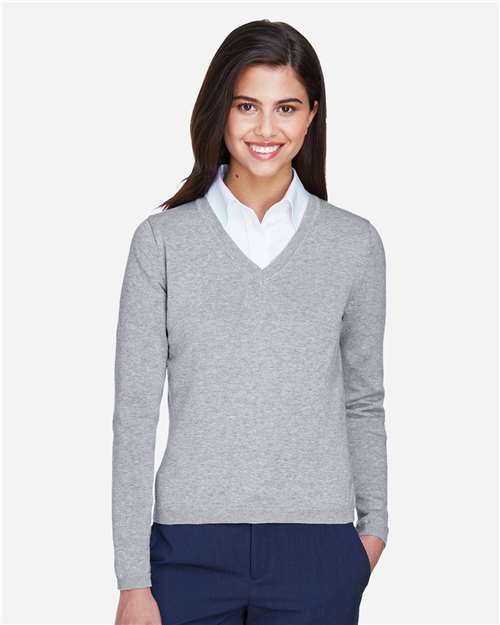 Devon & Jones D475W Ladies' V-Neck Sweater #color_GREY HEATHER