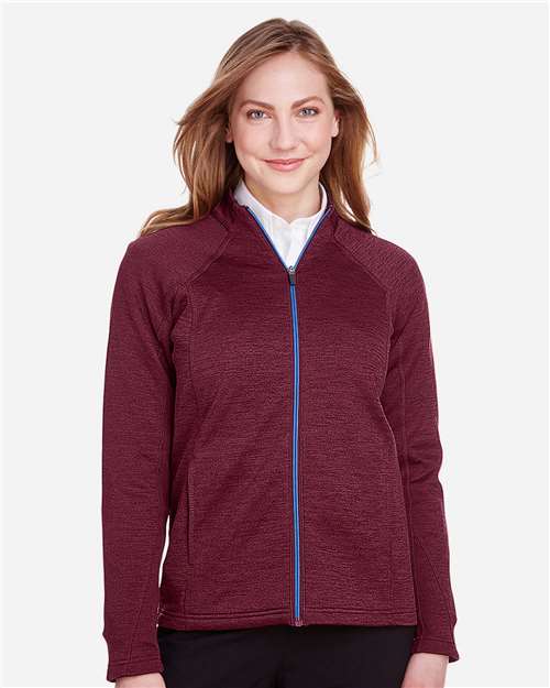 North End NE712W Ladies Flux 2.0 Full-Zip Jacket #color_BURG HTH/ OLY BL