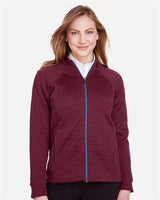 North End NE712W Ladies Flux 2.0 Full-Zip Jacket #color_BURG HTH/ OLY BL