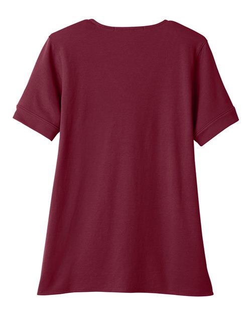 Devon & Jones DG20WB Ladies' CrownLux Performance Plaited Rolled-Sleeve Top #color_BURGUNDY