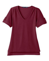 Devon & Jones DG20WB Ladies' CrownLux Performance Plaited Rolled-Sleeve Top #color_BURGUNDY