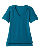 Devon & Jones DG20WB Ladies' CrownLux Performance Plaited Rolled-Sleeve Top #color_DARK TEAL