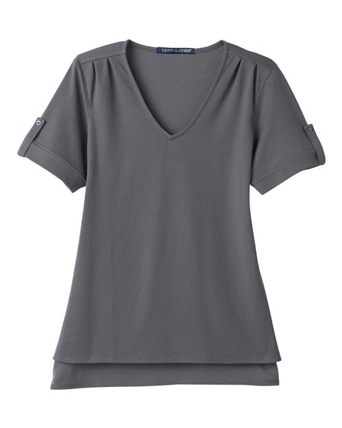 Devon & Jones DG20WB Ladies' CrownLux Performance Plaited Rolled-Sleeve Top #color_GRAPHITE